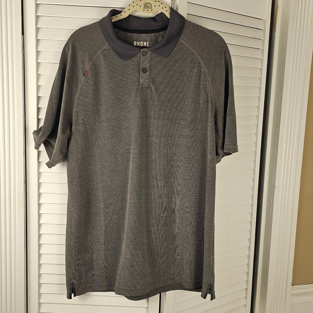 Rhone Mens Gray Delta Pique Polo Golf‎ Shirt Medium
